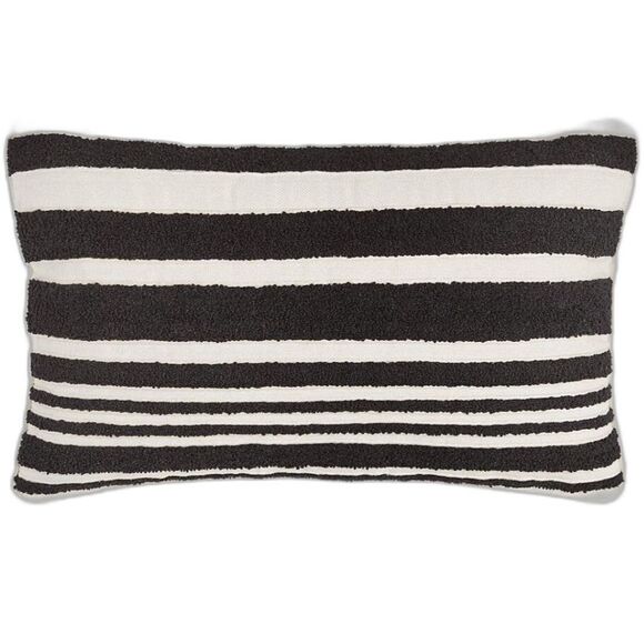CRATE and BARREL Nautical Stripe Black White Accent Pillow 20 x 13 x 5 inches - Picture 1 of 11